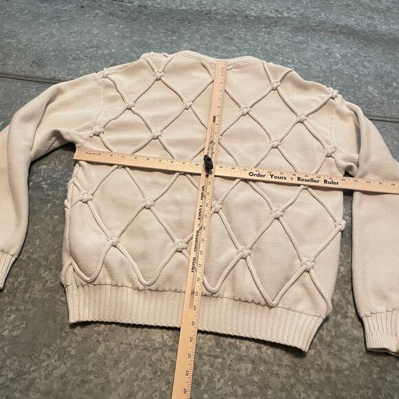 Air Jordan Wings Collection Cable Knit Sweater Mens Large Made In Italy Cream - Picture 11 of 13